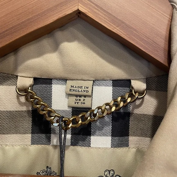 Burberry Kensington Long Cotton Trench Honey US 2 NWT - Picture 4 of 9